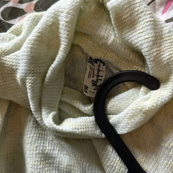 Free People Light Green Lace Long Sleeve Top M - Picture 6 of 6